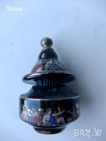 Ръчно рисувана порцеланова бутилка "парфюм и саше" със златни орнаменти и гръцки фигури., снимка 2 - Антикварни и старинни предмети - 38438604