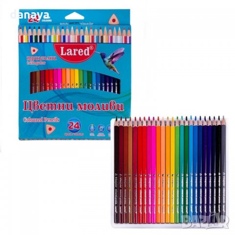 1597 Цветни моливи триъгълни Lared 24 цвята, снимка 2 - Ученически пособия, канцеларски материали - 29552578
