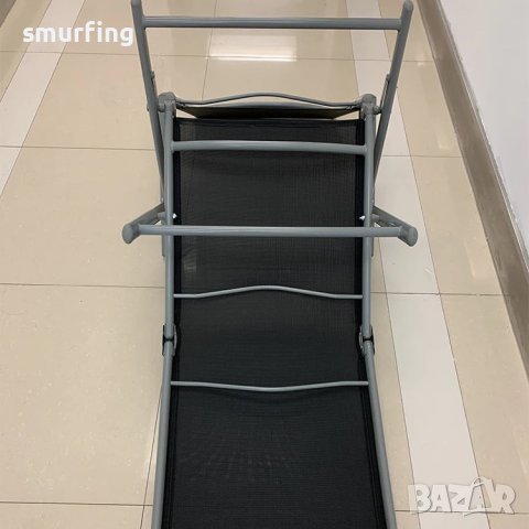 Сгъваем шезлонг алуминий и плат, черен къмпинг, снимка 4 - Други - 42807598