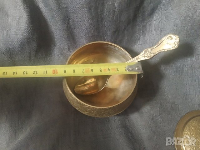 месингова захарница с лъжичка, снимка 3 - Други ценни предмети - 37416517