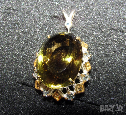 925 сребърно колие с лимонов кварц 52 карата, снимка 3 - Колиета, медальони, синджири - 53975763