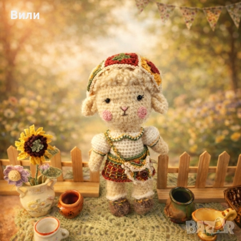 Агънце плетена играчка, играчка ръчна изработка, овца играчка, снимка 2 - Други - 52029822