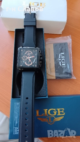 Мъжки Chronograph LIGE Black Onix, снимка 7 - Мъжки - 51655447