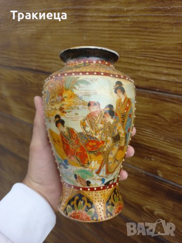 Японска порцеланова ваза Сатцума SATSUMA , снимка 6 - Антикварни и старинни предмети - 42466883