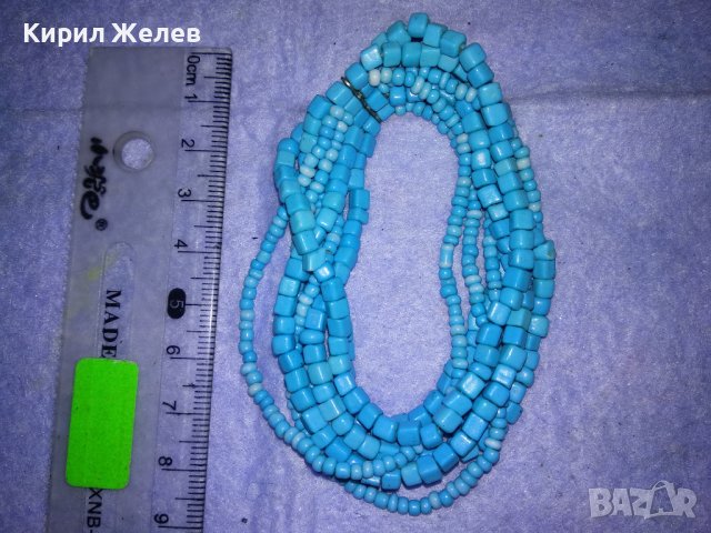 КРАСИВА ЕЛАСТИЧНА ТЮРКОАЗЕНА ХЕНД - МЕЙД ХИПАРСКА АРТ ГРИВНА 34719, снимка 7 - Гривни - 39177484
