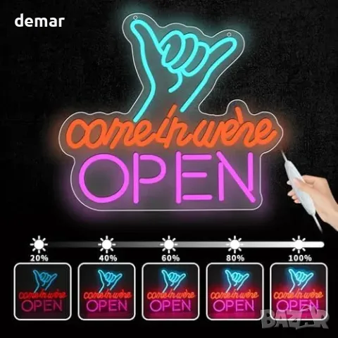 Димируем LED неонов надпис OPEN с ръка, USB, 35 x 31 см, снимка 6 - Други - 55829660