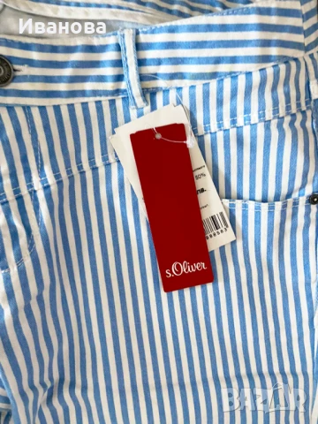 S.Oliver памучен панталон бял/бяло син/синьо, снимка 8 - Панталони - 50594492