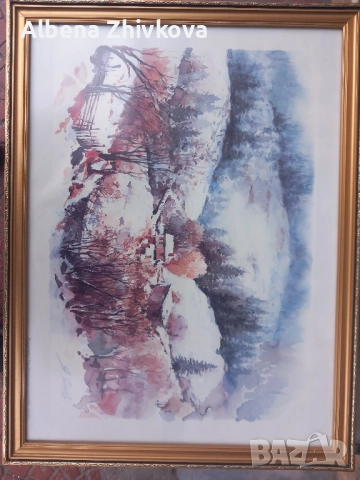 две картини рамкирани под хелеоматично стъкло, снимка 2 - Картини - 52051713