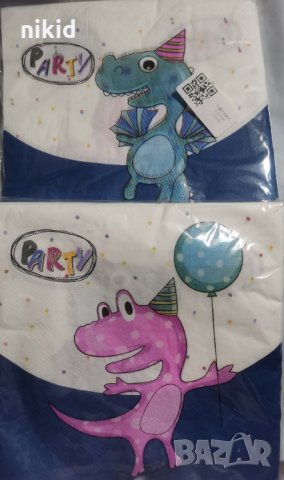 Динозавър двустранни 8 парти салфетки рожден ден, снимка 2 - Други - 30343058