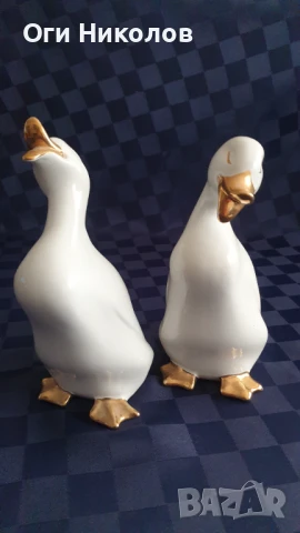 Чифт порцеланови патици с позлата, снимка 2 - Антикварни и старинни предмети - 50998230