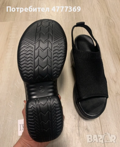 Спортни летни черни сандали от плат на платформа НОВИ, снимка 10 - Сандали - 54185238