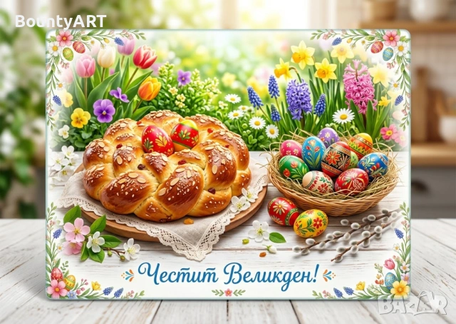 Персонализирана стъклена дъска. Подарък за Великден