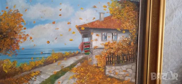 Картина платно, масло със златен варак,подписана