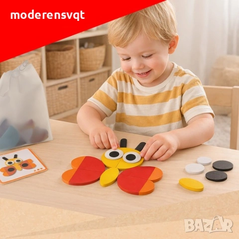 Пъзел геометрични фигури логически животни, снимка 3 - Игри и пъзели - 54031800