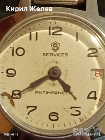 Стар механичен часовник дамски SERVICES ANTI-MAGNETIC работи за КОЛЕКЦИЯ 51500, снимка 3 - Антикварни и старинни предмети - 52332935