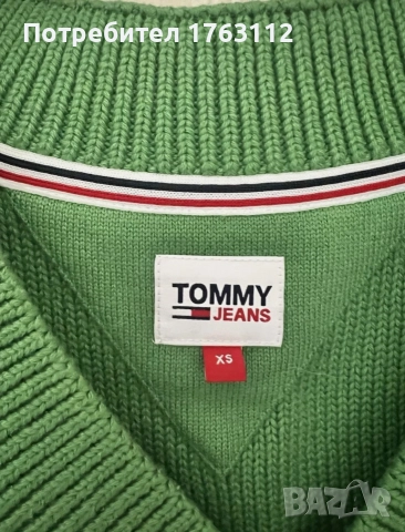 Tommy Hilfiger топ зелено и оранжево, памук, размер XS, снимка 3 - Корсети, бюстиета, топове - 52955951