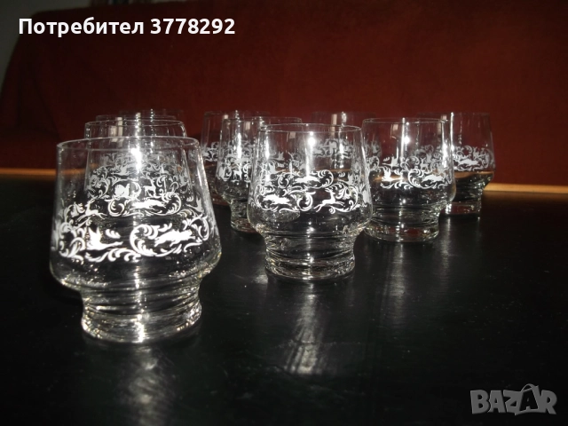 Чаши от Германия - Рисувано стъкло - 9 бр , снимка 2 - Чаши - 52011333