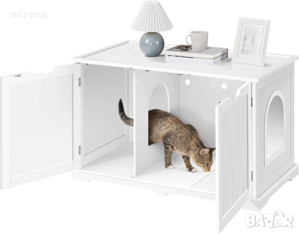 Шкаф за котки, кучета, бял 75×50×56 см, котешка тоалетна, къщичка 9, снимка 3 - Шкафове - 51547118