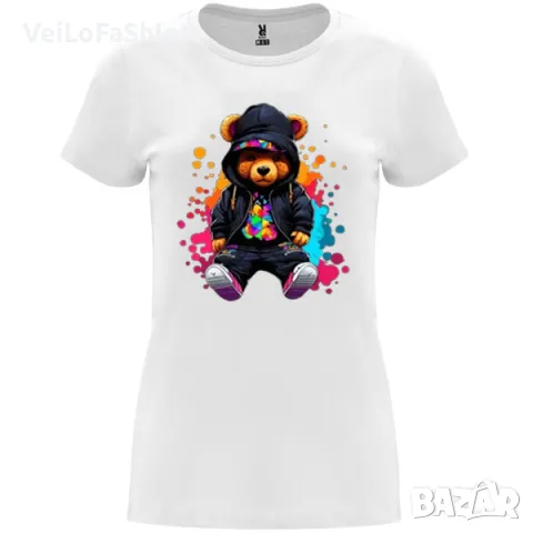 ХИТ Нова сладка дамска тениска с Мече - Bear в бял цвят, снимка 1