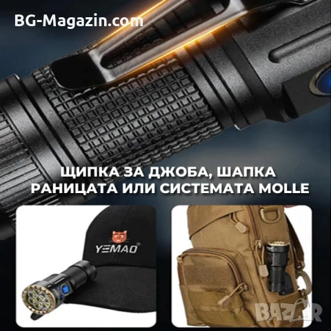 Мощен  фенер YEMAO ръчен LED прожектор 3000 Лумена 8 LED Диода за къмпинг лов риболов туризъм, снимка 6 - Къмпинг осветление - 54027515