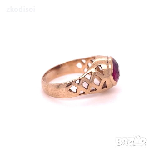 Златен дамски пръстен с рубини 3,70гр. размер:48 14кр. проба:585 модел:33170-2, снимка 2 - Пръстени - 51729654