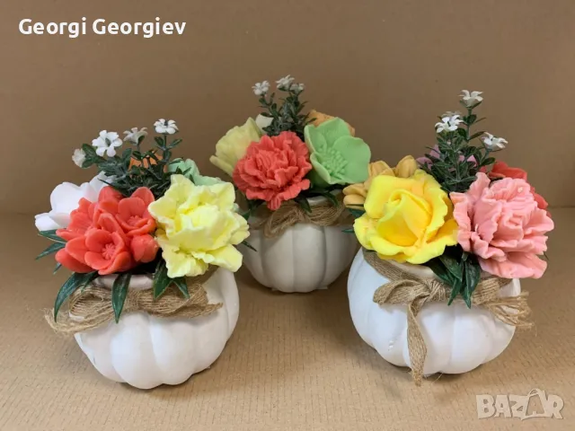 цветя изработени с глицеринов ароматен сапун и Българска роза , снимка 17 - Декорация за дома - 50104897