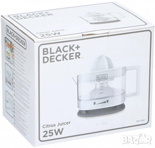 Цитрус преса сокоизтисквачка Black&Decker BXCJ25E, 25W, 350 мл, Бял, снимка 5 - Друга електроника - 51895910