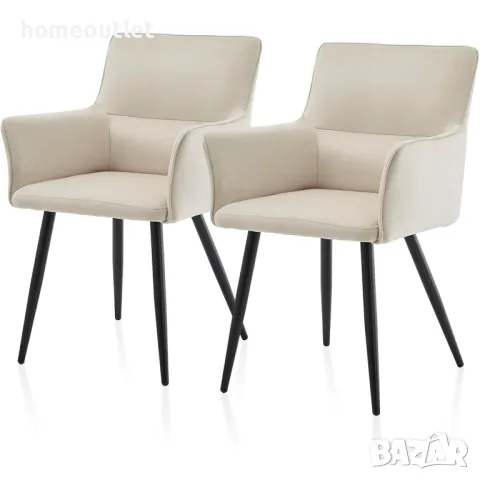 Комплект кадифени трапезни столове тип кресло – 2бр. - C-U-DC-B0324CR