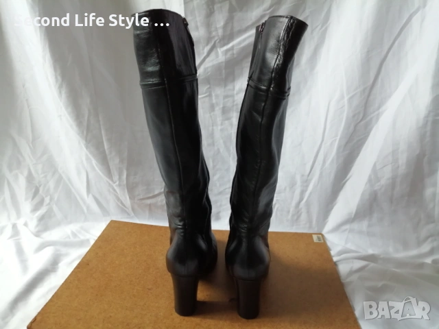 № 39 дамски ботуши естествена кожа - с висок ток; черен цвят, снимка 7 - Дамски ботуши - 53135911