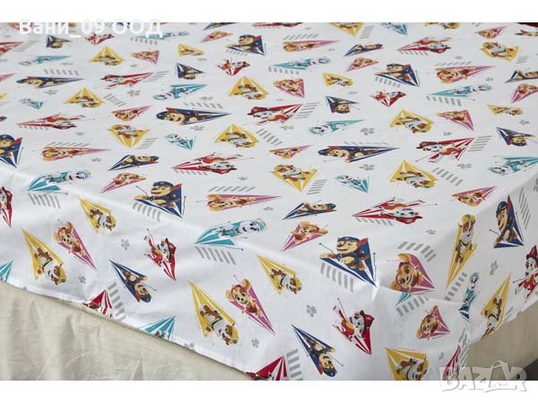 Чаршаф "Paw patrol" в бяло или розово, снимка 2 - Спално бельо - 31100767