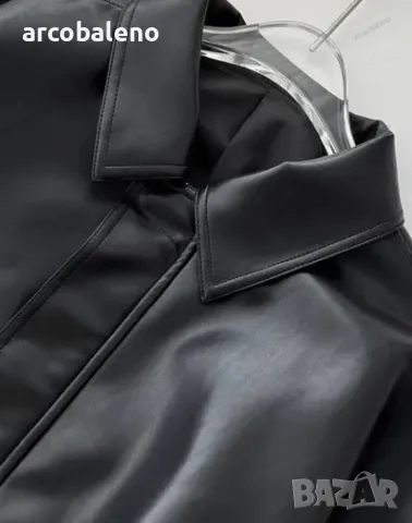 Дамско американско ретро кожено яке с ревер, 2цвята , снимка 17 - Якета - 48424962