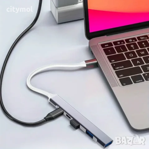 4 в 1 Хъб USB 3.0 5Gbps, пренос на данни, мулти сплитер за PC лаптоп ноутбук, снимка 3 - Други - 50695774