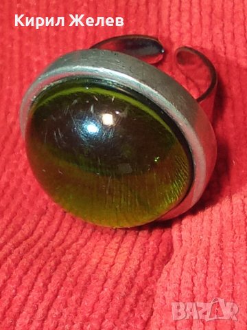 СТАР РЕГУЛИРУЕМ ДЕБЕЛО ПОСРЕБРЕН МЕДЕН АР НУВО ПРЪСТЕ с ПОЛИРАН КАМЪК КРИСТАЛ 60961