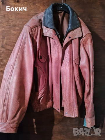 Яке от естествена кожа, размер L, керемидено червено, снимка 4 - Якета - 53891340