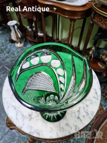 Прекрасна антикварна колекционерска немска кристална ваза , снимка 7 - Вази - 50070710