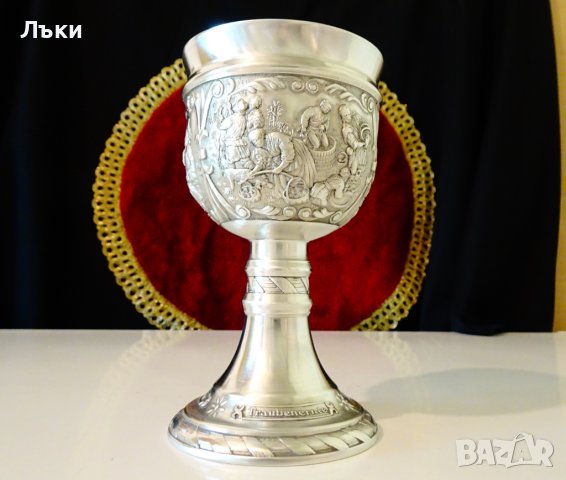 Калаен бокал за вино,битови селски картини. , снимка 4 - Антикварни и старинни предмети - 37054355