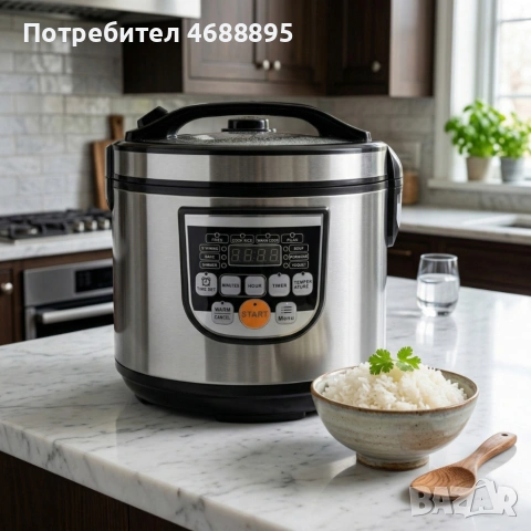Оризоварка Cheffinger CF-RC5.0, 5L, 900W – XXL капацитет, таймер, инокс капак, снимка 3 - Други - 53972117
