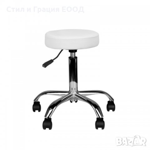 Козметичен/фризьорски стол - табуретка AM-310 - 40/57 - черна/бяла