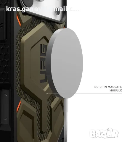 Кейс UAG Monarch Pro Kevlar за Apple iPhone 17 Pro Max – Element Green, снимка 4 - Калъфи, кейсове - 56006634