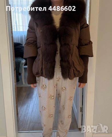 Късо дамско зимно яке с естествен косъм, снимка 2 - Якета - 52847501