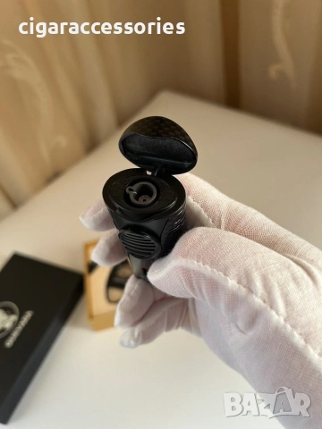 Луксозен подаръчен комплект за пури – карбон, резачка и запалка, снимка 3 - Запалки - 53152665