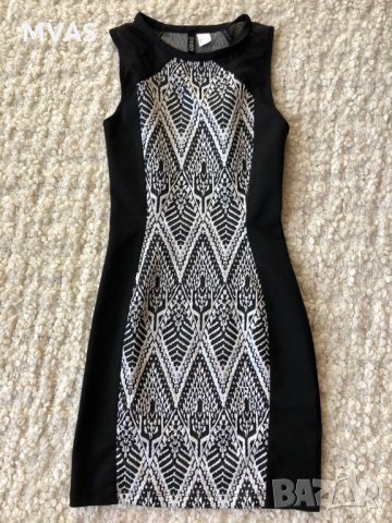 Нова вталяваща H&M рокля S-M лятна черно бяло 
