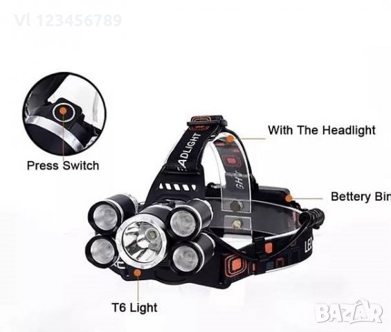 Челник Cree T6 - XML с 5LED диода, снимка 2 - Къмпинг осветление - 30445863