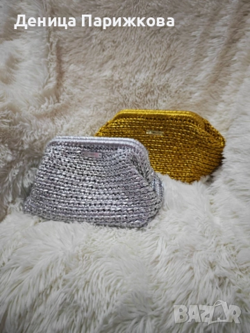 Ръчно плетена чанта от метализирана прежда модел "Блясък", снимка 5 - Чанти - 52747798