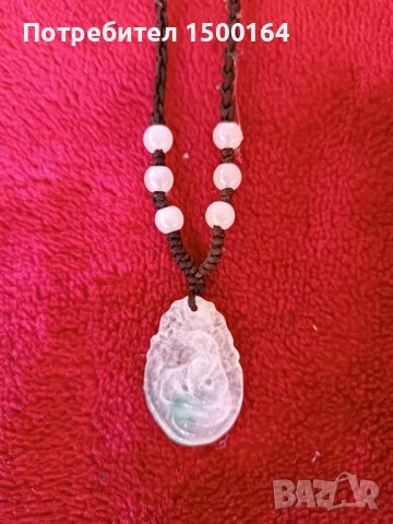 бял жадеит змия- Колие, снимка 1 - Колиета, медальони, синджири - 37525153