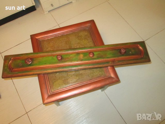 дървена арт закачалка зелена-80см, снимка 8 - Закачалки - 39470654