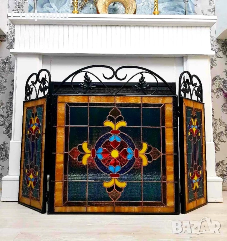 Параван за камина, витраж, техника "Тифани"