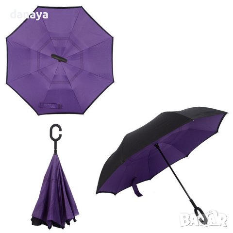 3125 Обърнат чадър двупластов противоветрен чадър с обратно затваряне, снимка 3 - Други - 38205115