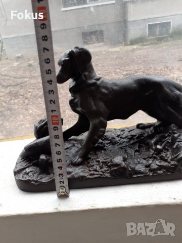 Прекрасна статуетка фигура на ловно куче от чугун, снимка 7 - Антикварни и старинни предмети - 39327978