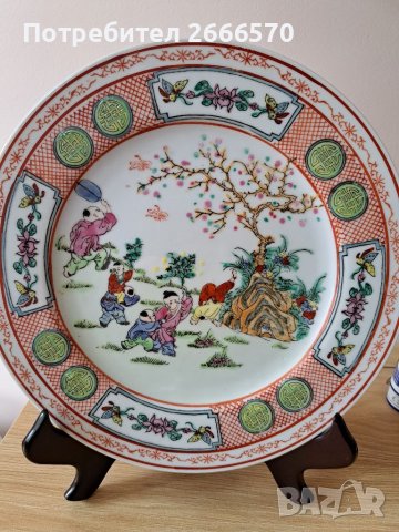 Стара китайска декоративна чиния китайски порцелан , снимка 1 - Антикварни и старинни предмети - 38784720